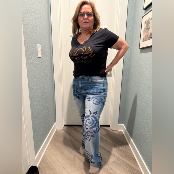 Oli & Hali Blue Floral Wide Leg Jeans - Picture 10 of 10